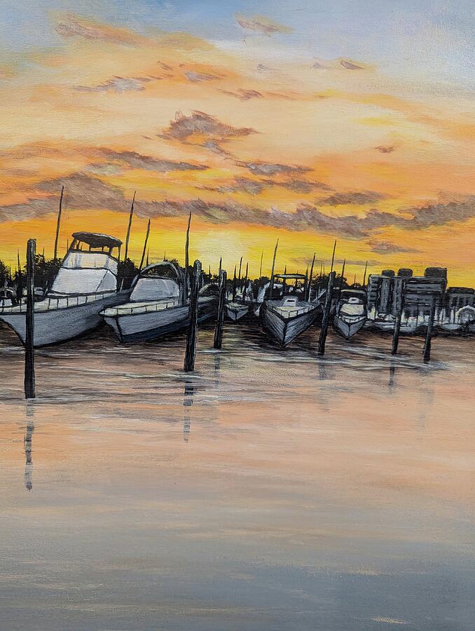 Related original Lowcountry painting Lowcountry Sunset Harbor by Leslie Salvo Roberts