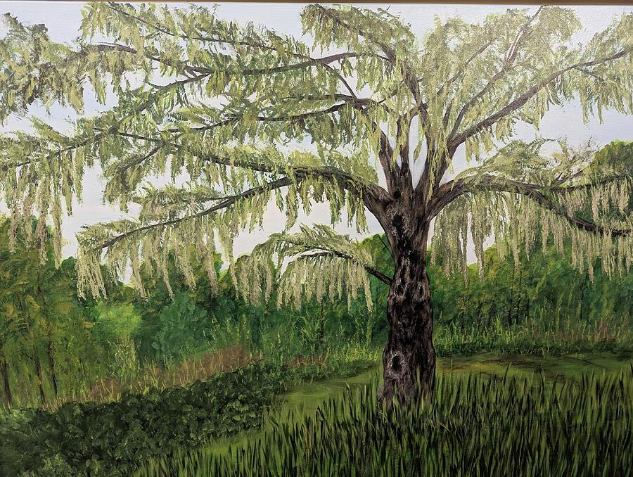 Large Lowcountry paintings: An XL 36 x 48 original painting - The Standing Oak by Leslie Salvo Roberts, listed for $550