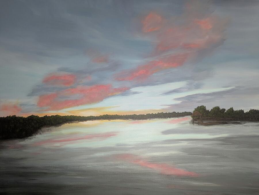 Lowcountry marsh art for sale: Salt Marsh Sundown by Leslie Salvo Roberts, listed for $425