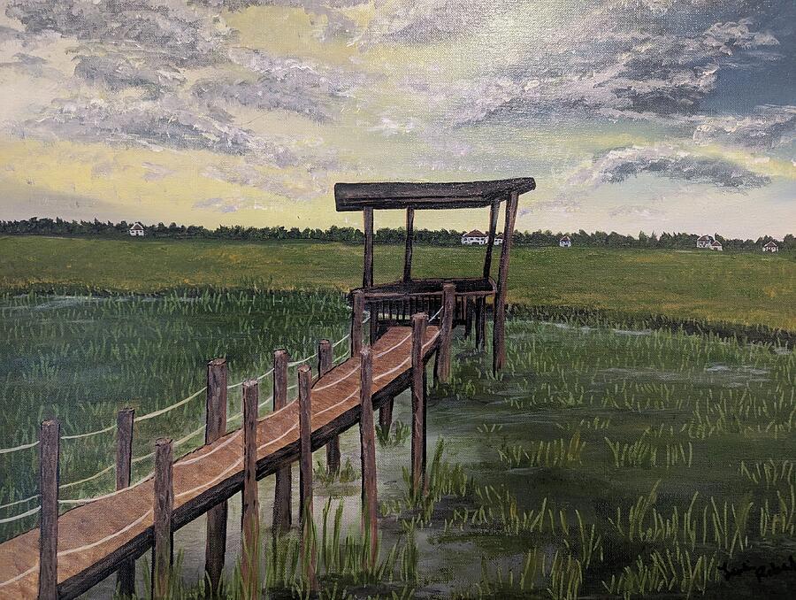 Original Lowcountry art under $250: A walk on the dock by Leslie Salvo Roberts, listed for $200